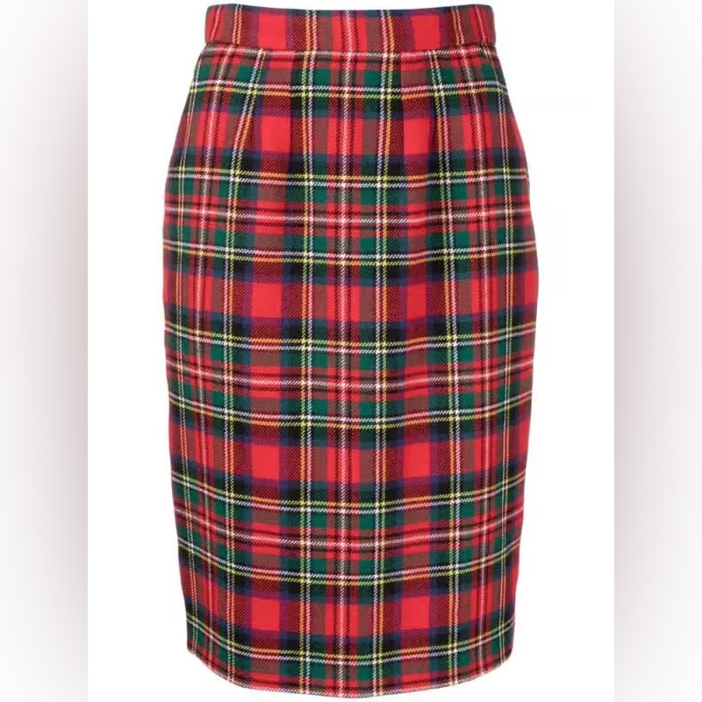 Saint Laurent Tartan-Check Pencil Skirt - Picture 2 of 16